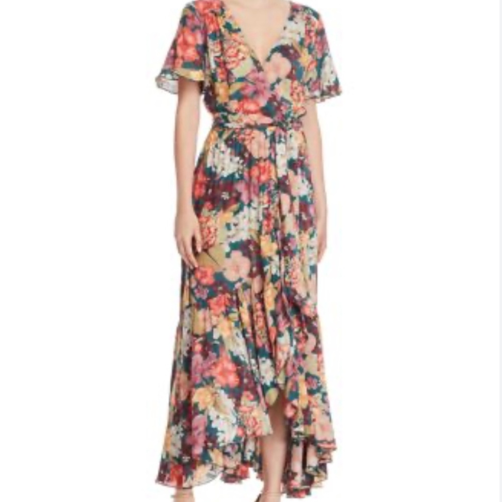Johnny Was  Jade Strass Wrap Maxi Dress Floral Ruffled Boho NWT S $345  SOLD OUT